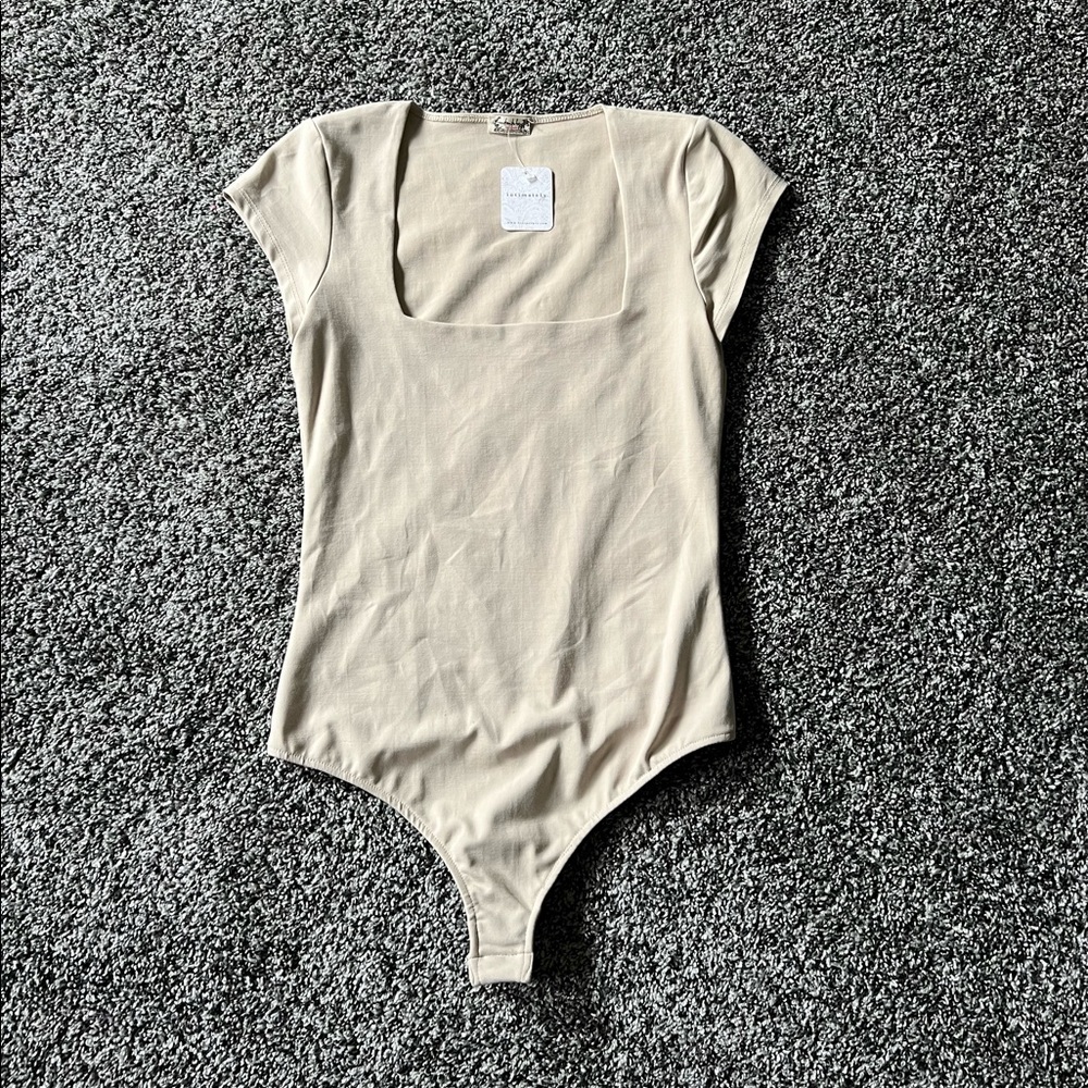 Free People Nude Square Neck Body Suit